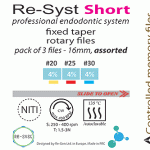 Re-Syst SHORT - Система от 3 ротационни 16мм NiTi пили с фиксиран тейпър, асорти